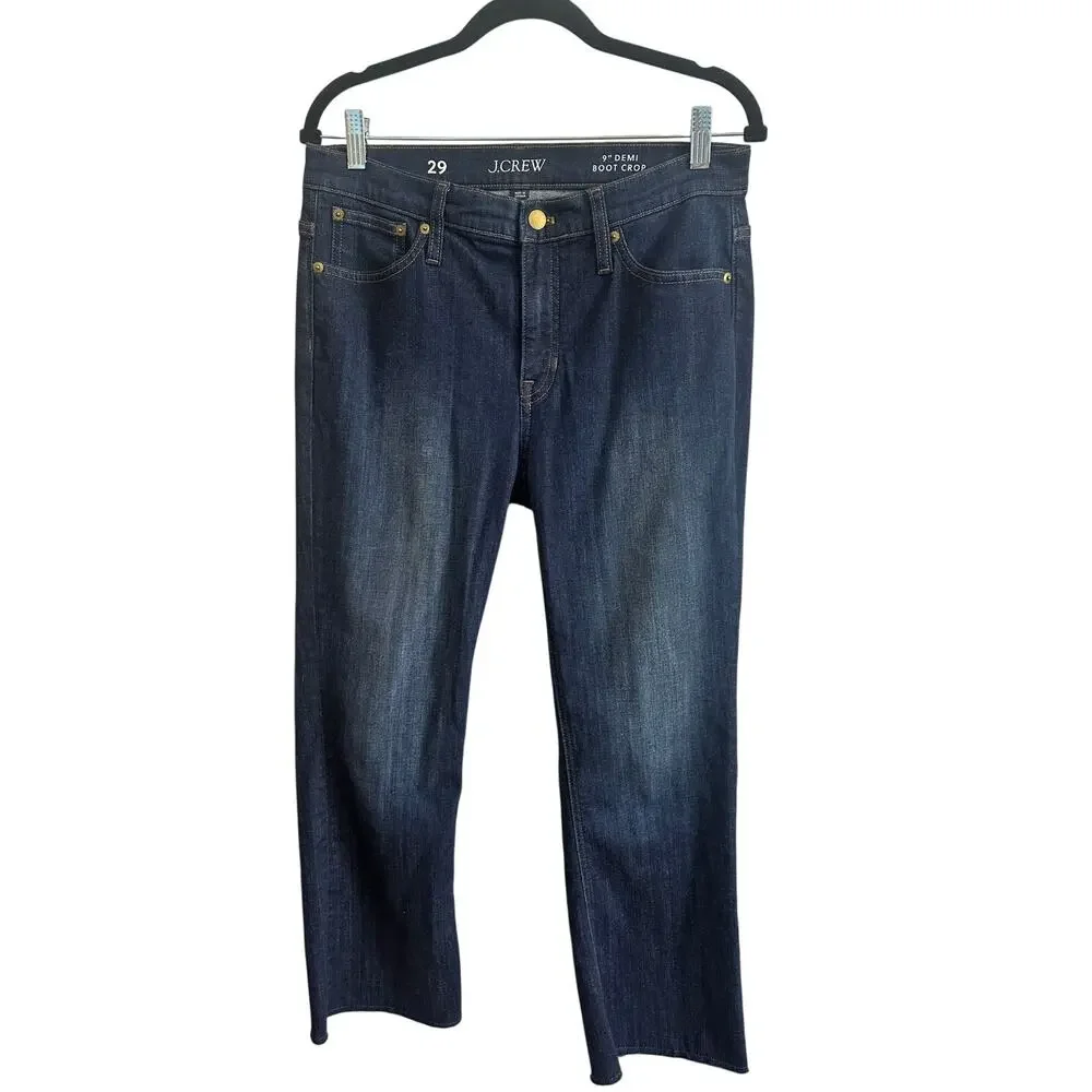 J.Crew 9" demi-boot crop jean in Dark Worn wash Sz 29 GREAT Condition! - Picture 2 of 8